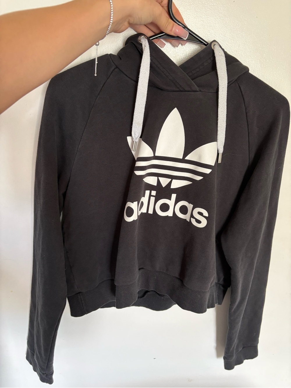 Women’s adidas Black Hoodie with White Trefoil Graphic
